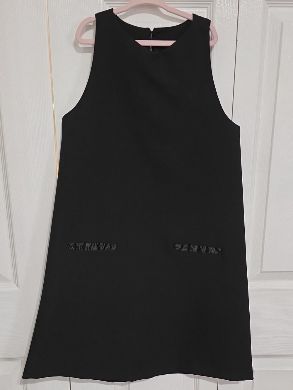 Zara Black Sleeveless Shift Dress with Pocket Trim